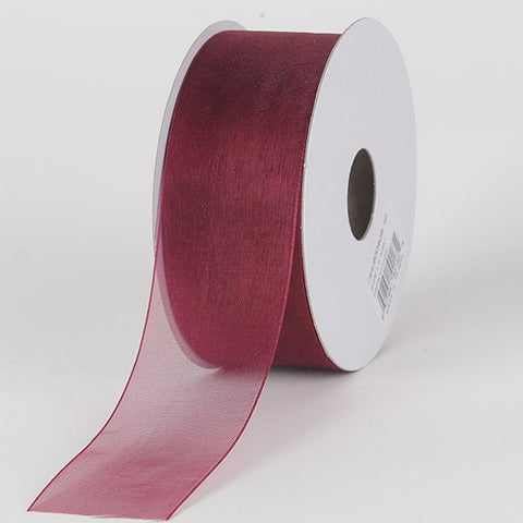 Burgundy - Sheer Organza Ribbon - ( 1-1/2 inch | 100 Yards ) FuzzyFabric - Wholesale Ribbons, Tulle Fabric, Wreath Deco Mesh Supplies