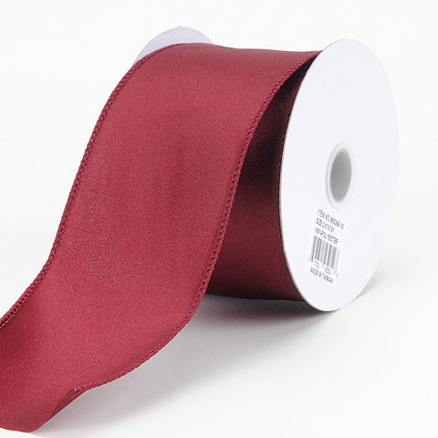 Burgundy - Wired Budget Satin Ribbon - ( W: 2-1/2 Inch | L: 10 Yards ) FuzzyFabric - Wholesale Ribbons, Tulle Fabric, Wreath Deco Mesh Supplies