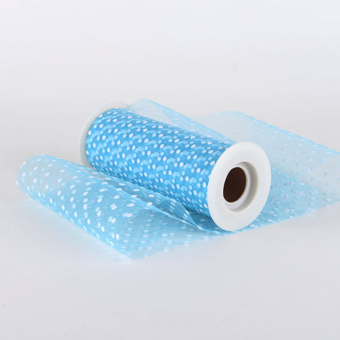 Turquoise Swiss Dot Tulle ( W: 6 Inch | L: 10 Yards ) FuzzyFabric - Wholesale Ribbons, Tulle Fabric, Wreath Deco Mesh Supplies