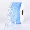 Blue - Organza Ribbon with Glitters Wired Edge - ( W: 5/8 Inch | L: 25 Yards ) FuzzyFabric - Wholesale Ribbons, Tulle Fabric, Wreath Deco Mesh Supplies