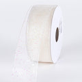 Ivory Iridescent - Organza Ribbon with Glitters Wired Edge - ( W: 5/8 Inch | L: 25 Yards ) FuzzyFabric - Wholesale Ribbons, Tulle Fabric, Wreath Deco Mesh Supplies