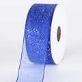 Royal Blue - Organza Ribbon with Glitters Wired Edge - ( W: 5/8 Inch | L: 25 Yards ) FuzzyFabric - Wholesale Ribbons, Tulle Fabric, Wreath Deco Mesh Supplies