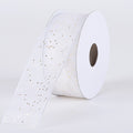 White Gold - Organza Ribbon with Glitters Wired Edge - ( W: 5/8 Inch | L: 25 Yards ) FuzzyFabric - Wholesale Ribbons, Tulle Fabric, Wreath Deco Mesh Supplies