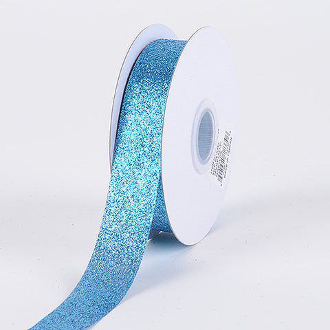 Turquoise Metallic Glitter Ribbon - ( W: 7/8 Inch | L: 25 Yards ) FuzzyFabric - Wholesale Ribbons, Tulle Fabric, Wreath Deco Mesh Supplies