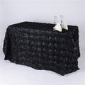 Black - 90 x 132 Inch Rosette Rectangle Tablecloths FuzzyFabric - Wholesale Ribbons, Tulle Fabric, Wreath Deco Mesh Supplies