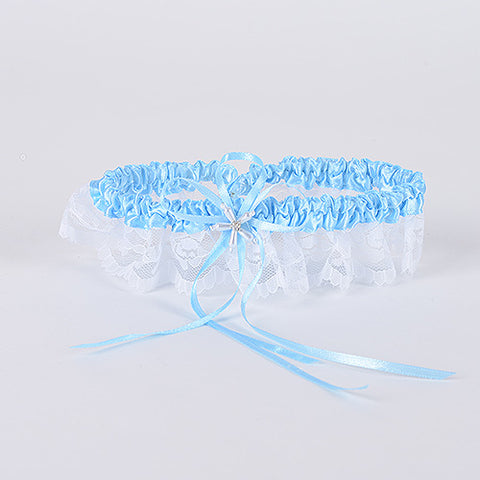 Lace Garters Light Blue ( 6 Inch Width ) - WA41 FuzzyFabric - Wholesale Ribbons, Tulle Fabric, Wreath Deco Mesh Supplies