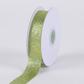 Apple Green Metallic Glitter Ribbon - ( W: 5/8 Inch | L: 25 Yards ) FuzzyFabric - Wholesale Ribbons, Tulle Fabric, Wreath Deco Mesh Supplies