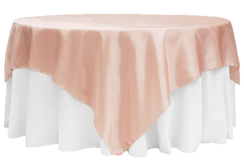Blush - 60 x 60 Inch Satin Square Table Overlays FuzzyFabric - Wholesale Ribbons, Tulle Fabric, Wreath Deco Mesh Supplies