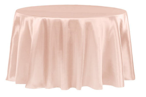 Blush - 108 inch Satin Round Tablecloths FuzzyFabric - Wholesale Ribbons, Tulle Fabric, Wreath Deco Mesh Supplies