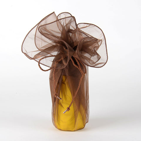 Organza Wrapper with Cord - Brown FuzzyFabric - Wholesale Ribbons, Tulle Fabric, Wreath Deco Mesh Supplies