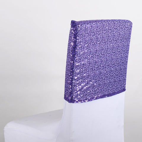 Purple Duchess Sequin Chair Top Covers FuzzyFabric - Wholesale Ribbons, Tulle Fabric, Wreath Deco Mesh Supplies
