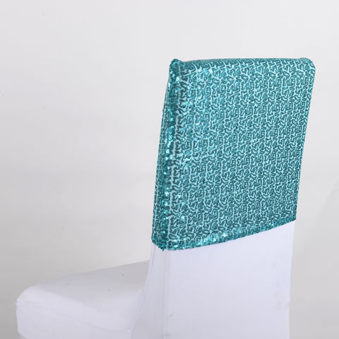 Turquoise Duchess Sequin Chair Top Covers FuzzyFabric - Wholesale Ribbons, Tulle Fabric, Wreath Deco Mesh Supplies