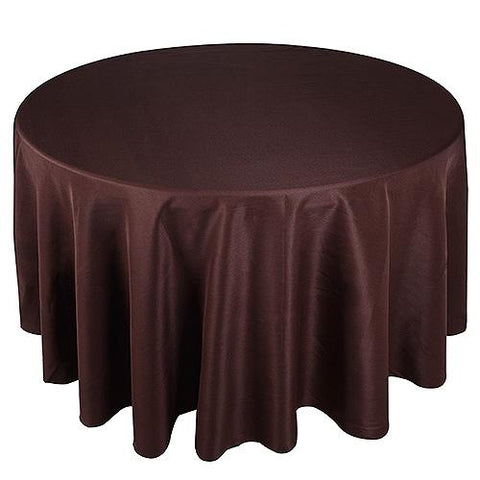 Chocolate Brown - 132 Inch Polyester Round Tablecloths FuzzyFabric - Wholesale Ribbons, Tulle Fabric, Wreath Deco Mesh Supplies