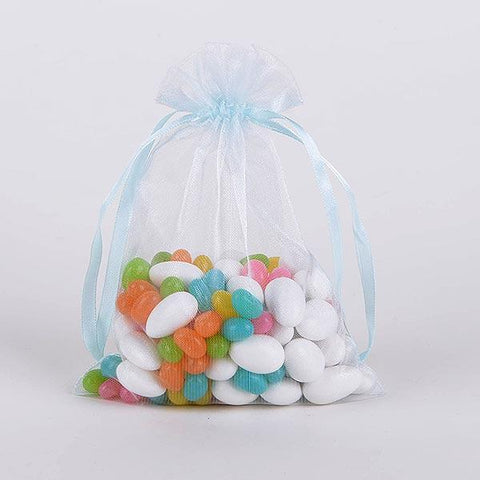 Light Blue  - Organza Bags - ( 4 x 5 Inch - 10 Bags ) FuzzyFabric - Wholesale Ribbons, Tulle Fabric, Wreath Deco Mesh Supplies