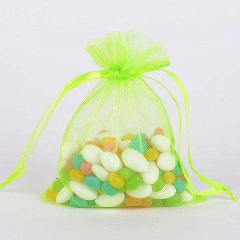 Apple Green - Organza Bags - ( 4 x 5 Inch - 10 Bags ) FuzzyFabric - Wholesale Ribbons, Tulle Fabric, Wreath Deco Mesh Supplies