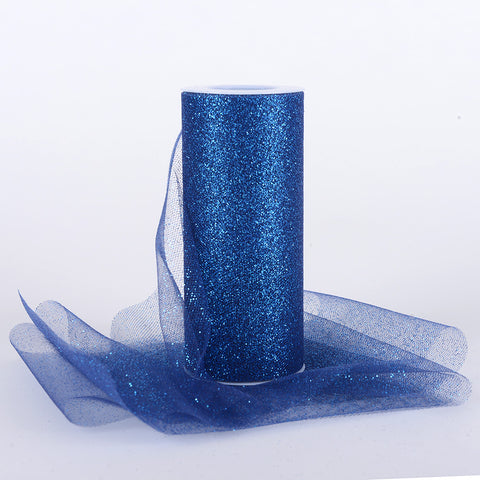 Navy Blue - Premium Glitter Tulle Fabric ( W: 6 Inch | L: 10 Yards ) FuzzyFabric - Wholesale Ribbons, Tulle Fabric, Wreath Deco Mesh Supplies