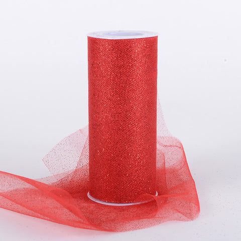 Red - Premium Glitter Tulle Fabric ( W: 6 Inch | L: 10 Yards ) FuzzyFabric - Wholesale Ribbons, Tulle Fabric, Wreath Deco Mesh Supplies