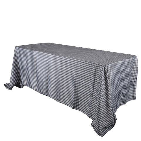 Grey - 58 x 126 inch Checkered / Plaid Rectangle Tablecloths FuzzyFabric - Wholesale Ribbons, Tulle Fabric, Wreath Deco Mesh Supplies