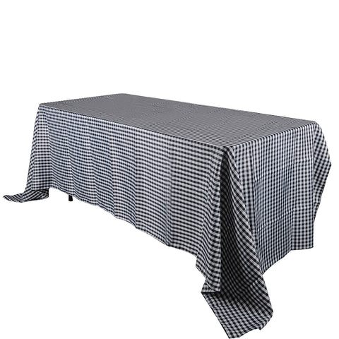 Black - 58 x 126 inch Checkered / Plaid Rectangle Tablecloths FuzzyFabric - Wholesale Ribbons, Tulle Fabric, Wreath Deco Mesh Supplies