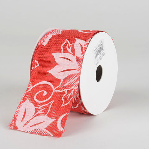 Red Faux Burlap Christmas Ribbon - (2.5 inch x 10 yards) - 960370RE FuzzyFabric - Wholesale Ribbons, Tulle Fabric, Wreath Deco Mesh Supplies