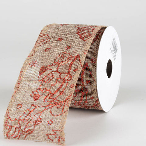 Natural Burlap Christmas Ribbon - (2.5 inch x 10 yards) - 960362GO FuzzyFabric - Wholesale Ribbons, Tulle Fabric, Wreath Deco Mesh Supplies