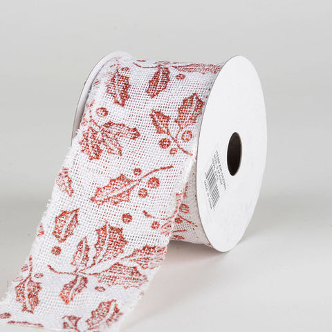 Christmas White Faux Burlap Ribbon - (2.5 inch x 10 yards) - 960423WH FuzzyFabric - Wholesale Ribbons, Tulle Fabric, Wreath Deco Mesh Supplies