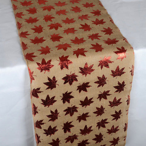 Leaf Natural - 14 x 108 inch Jute Burlap Table Runner FuzzyFabric - Wholesale Ribbons, Tulle Fabric, Wreath Deco Mesh Supplies