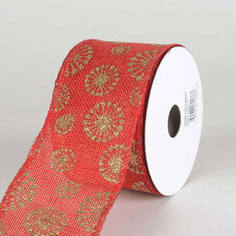 Red Faux Burlap Christmas Ribbon - (2.5 inch x 10 yards) - 960352RE FuzzyFabric - Wholesale Ribbons, Tulle Fabric, Wreath Deco Mesh Supplies