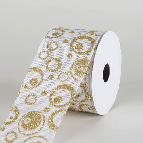 White Faux Burlap Christmas Ribbon - (2.5 inch x 10 yards) - 960187WH FuzzyFabric - Wholesale Ribbons, Tulle Fabric, Wreath Deco Mesh Supplies