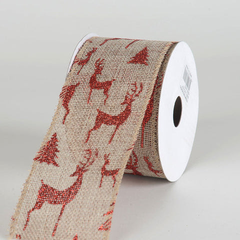 Natural Faux Burlap Christmas Ribbon - (2.5 inch x 10 yards) - 960424GO FuzzyFabric - Wholesale Ribbons, Tulle Fabric, Wreath Deco Mesh Supplies