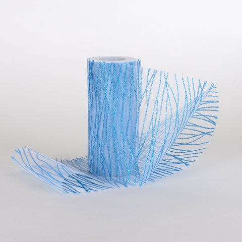 Turquoise - Wavy Glitter Tulle Roll - ( W: 6 Inch | L: 10 Yards ) FuzzyFabric - Wholesale Ribbons, Tulle Fabric, Wreath Deco Mesh Supplies