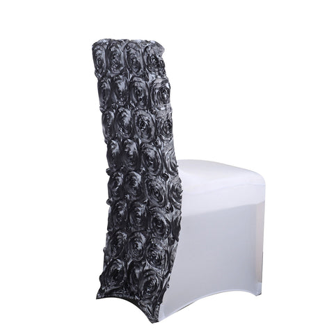 Silver - Rosette Spandex Chair Cover FuzzyFabric - Wholesale Ribbons, Tulle Fabric, Wreath Deco Mesh Supplies