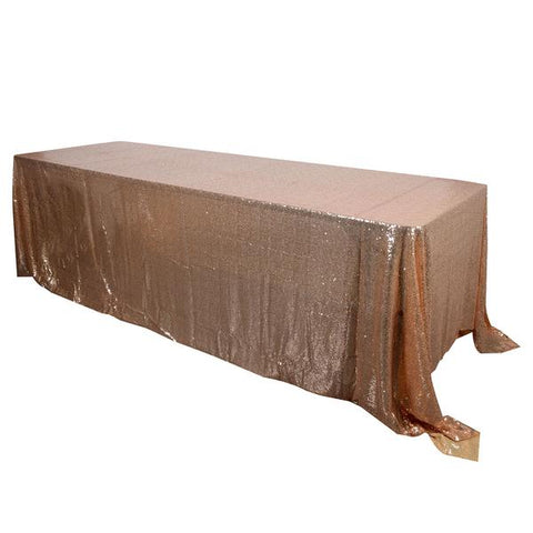 Rose Gold - 90 x 132 inch Duchess Sequin Rectangle Tablecloths FuzzyFabric - Wholesale Ribbons, Tulle Fabric, Wreath Deco Mesh Supplies