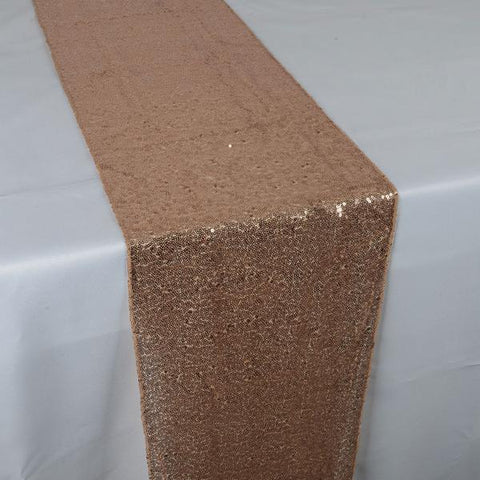 Rose Gold - 12 x 108 Inch Duchess Sequin Table Runners FuzzyFabric - Wholesale Ribbons, Tulle Fabric, Wreath Deco Mesh Supplies