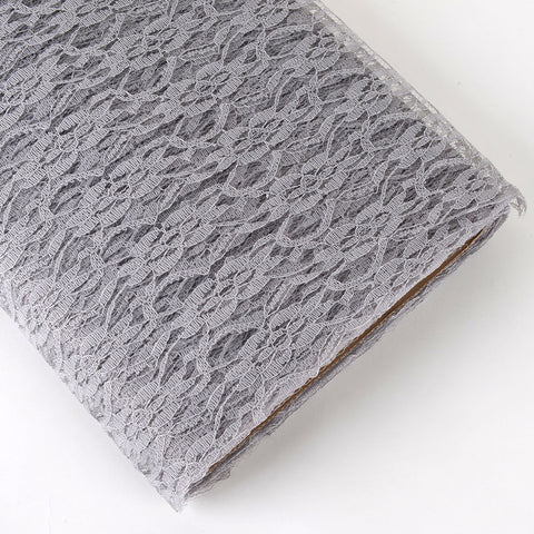 Silver - Lace Tulle Fabric Bolt ( 54 Inch | 10 Yards ) FuzzyFabric - Wholesale Ribbons, Tulle Fabric, Wreath Deco Mesh Supplies