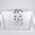 Purple - 14 x 108 Inch Organza with 3D Roses Table Runner FuzzyFabric - Wholesale Ribbons, Tulle Fabric, Wreath Deco Mesh Supplies