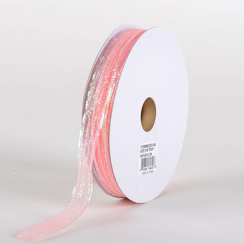 Glitter Corsage Ribbon Coral - ( 5/8 Inch 50 Yards ) FuzzyFabric - Wholesale Ribbons, Tulle Fabric, Wreath Deco Mesh Supplies