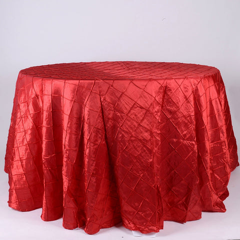 Red - 120 inch Pintuck Satin Round Tablecloths FuzzyFabric - Wholesale Ribbons, Tulle Fabric, Wreath Deco Mesh Supplies