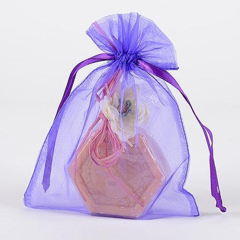 Purple - Organza Bags - ( 5 x 6.5-7 Inch - 10 Bags ) FuzzyFabric - Wholesale Ribbons, Tulle Fabric, Wreath Deco Mesh Supplies