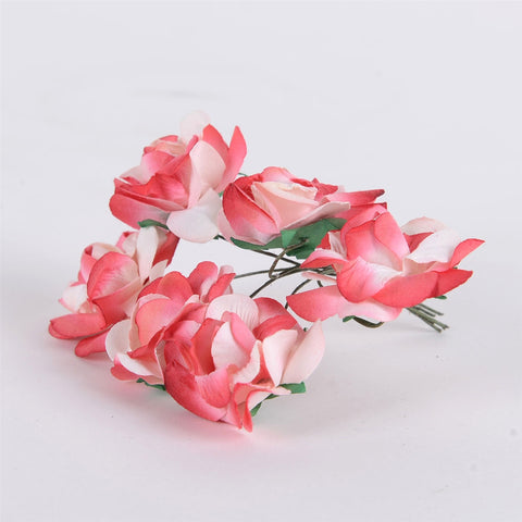 12 Paper Flowers Red w. White Paper Flowers (6x12) FuzzyFabric - Wholesale Ribbons, Tulle Fabric, Wreath Deco Mesh Supplies