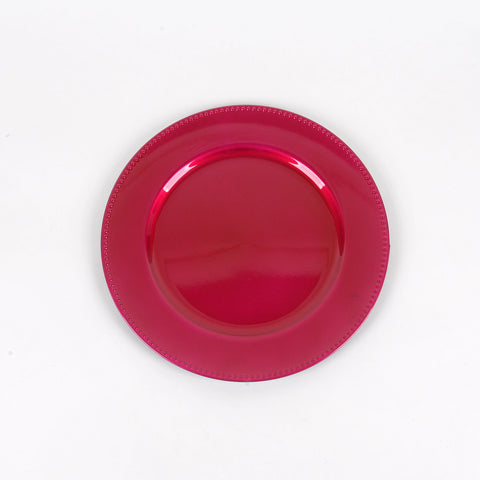 Fuchsia - 13 Inch Round Charger Plates ( Pack of 6 ) FuzzyFabric - Wholesale Ribbons, Tulle Fabric, Wreath Deco Mesh Supplies