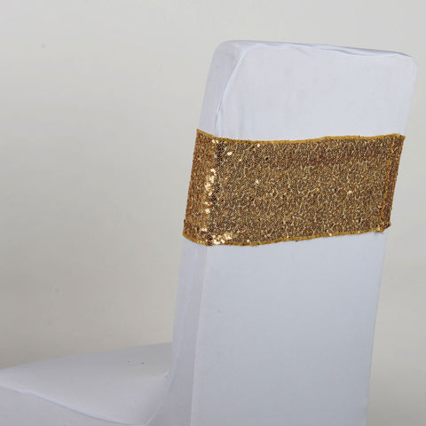 Sequin Chair Sash - Gold  5 pieces FuzzyFabric - Wholesale Ribbons, Tulle Fabric, Wreath Deco Mesh Supplies