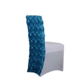 Turquoise - Rosette Spandex Chair Cover FuzzyFabric - Wholesale Ribbons, Tulle Fabric, Wreath Deco Mesh Supplies
