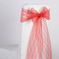 Coral - 7 x 106 inch Lace Chair Sashes ( 5 Pieces ) FuzzyFabric - Wholesale Ribbons, Tulle Fabric, Wreath Deco Mesh Supplies