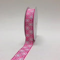Hot Pink - Square Design Grosgrain Ribbon ( 7/8 inch | 25 Yards ) FuzzyFabric - Wholesale Ribbons, Tulle Fabric, Wreath Deco Mesh Supplies