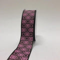 Brown with Pink - Square Design Grosgrain Ribbon ( 1-1/2 inch | 25 Yards ) FuzzyFabric - Wholesale Ribbons, Tulle Fabric, Wreath Deco Mesh Supplies