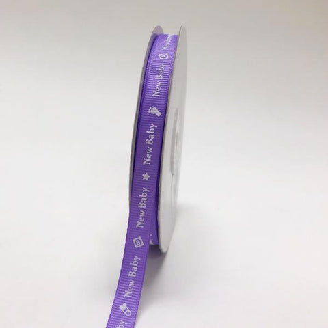 Orchid - New Baby - Grosgrain Ribbon Baby  Design ( W: 3/8 inch | L: 25 Yards ) FuzzyFabric - Wholesale Ribbons, Tulle Fabric, Wreath Deco Mesh Supplies