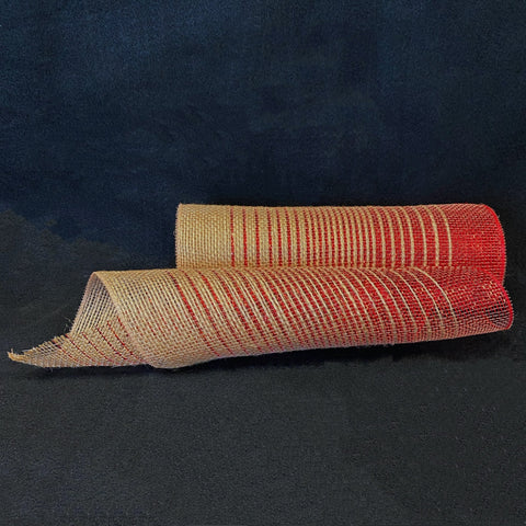 Ombre Metallic Stripes Burlap Mesh ( 10 Inch x 10 Yards ) - PM012 FuzzyFabric - Wholesale Ribbons, Tulle Fabric, Wreath Deco Mesh Supplies