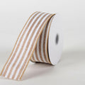 Natural White - Natural Burlap Ribbon Cabana Stripes ( W: 1-1/2 inch | L: 10 Yards ) FuzzyFabric - Wholesale Ribbons, Tulle Fabric, Wreath Deco Mesh Supplies