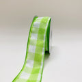Lime White checkered Wired Ribbon - 1-1/2 Inch x 10 Yards FuzzyFabric - Wholesale Ribbons, Tulle Fabric, Wreath Deco Mesh Supplies